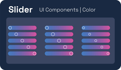 Set of colourful switch slider Loading Bar illustration.
Scrollbar in web form. Filter slider on website, flat user interface elements. Template for internet page navigation. Frontend UI