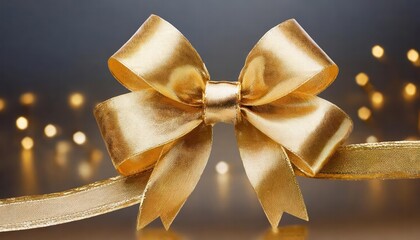 Elegant Gold Gift Bow Isolated on White Background Perfect for Celebrating Special Occasions, Birthdays, Weddings, and Holiday Gifts with a Touch of Luxury and Style
