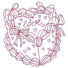 Hand-Drawn Festive Cake. Line Art Illustration.