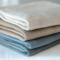 Stacked Linen Fabrics in Varied Neutral Shades