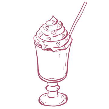 pink dessert drink with hearts clip art preview