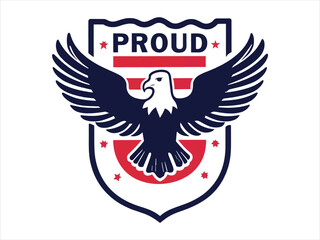 Proud veteran badge with a minimalist eagle