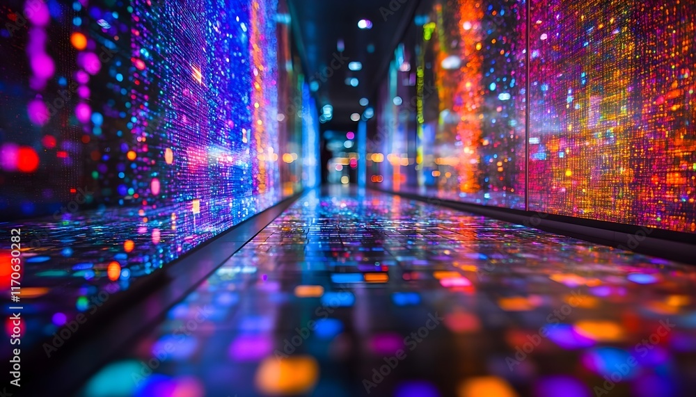 Poster abstract colorful data stream, digital network, technology background