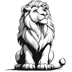 Magnificent lion sketch art isolated on transparent background