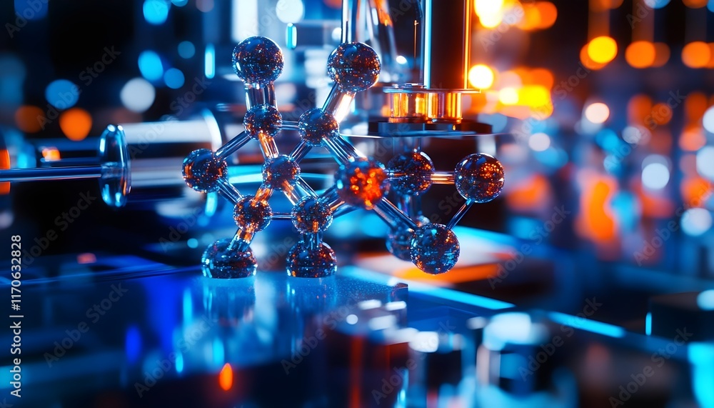 Aufkleber abstract molecular structure in a futuristic laboratory setting