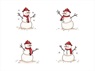 A snowman with a hat and scarf vector design