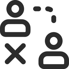 Users disconnect icon in outline style. Simple networking symbol vector illustration  