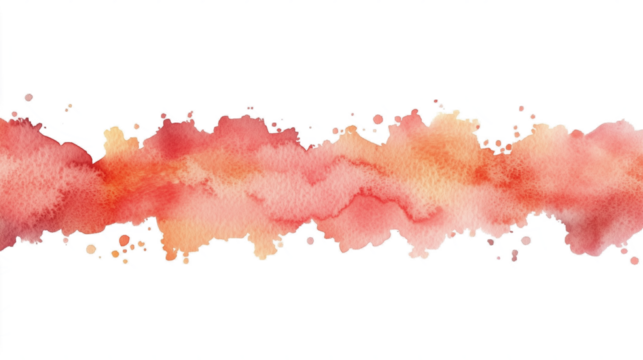 peach watercolor paint abstract srtip splash isolated on transparent background