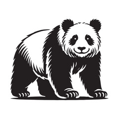 Majestic panda silhouette for modern digital art - Panda black vector
