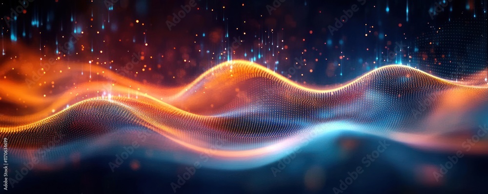 Poster vibrant digital abstract background for technology applications, neural networks, data transfer, art