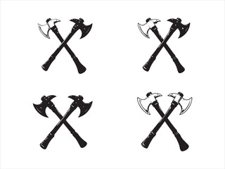 Firefighter axe vector design set