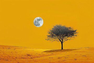 moon and tree