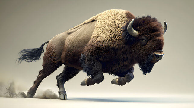 A bison is running