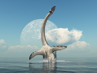 Fototapeta premium Plesiosaurus springt aus dem Wasser