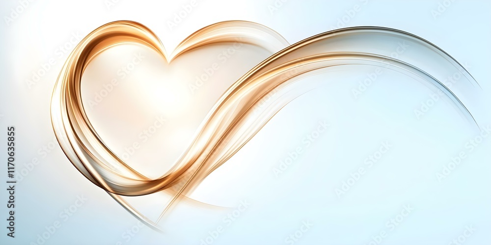 Poster an abstract design featuring a heart shape created with smooth, flowing lines in soft tones. concept