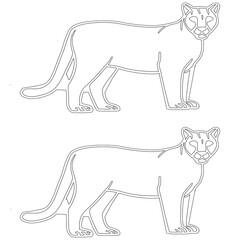 Detailed outline of a mountain lion in a majestic pose, ideal for coloring, crafting, and educational purposes