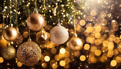 Happy Christmas Light Decorations in a Magical New Year Night Winter Background with Ornaments A Festive Display of Joy and Cheer
