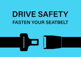 Safety Seatbelt. Car or Airplane Seatbelt. Fasten Your Seatbelt. Safety First.  Vector Illustration. 