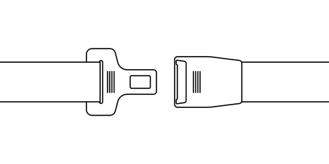 Safety Seatbelt. Car or Airplane Seatbelt. Fasten Your Seatbelt. Safety First.  Vector Illustration. 