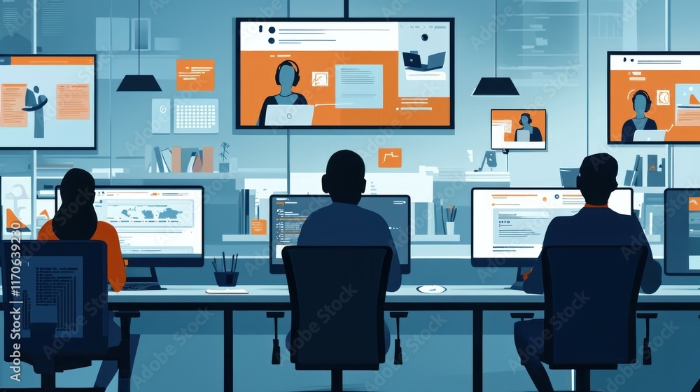 Aufkleber remote team working collaboratively on multiple projects