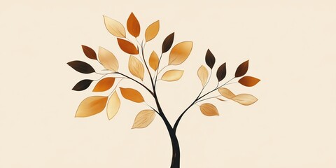 Artistic Tree with Earthy Leaves in a Minimalist Style