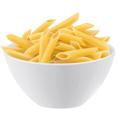 bowl of uncooked pasta, staple ingredient for meals
