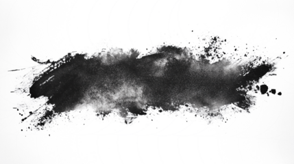 Black abstract paint splash isolated on transparent background