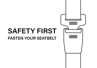 Safety Seatbelt. Car or Airplane Seatbelt. Fasten Your Seatbelt. Safety First.  Vector Illustration. 