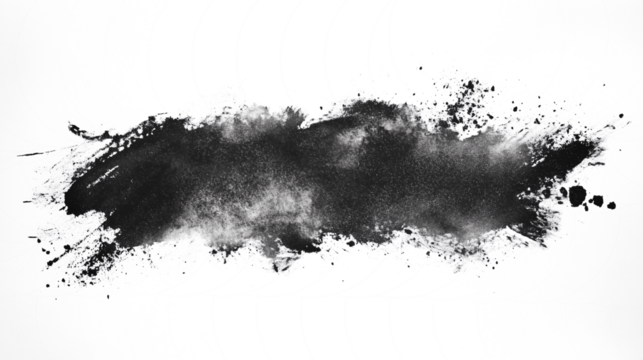 Black abstract paint splash isolated on transparent background