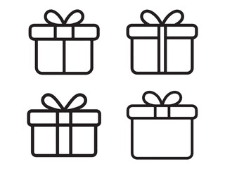 Gift box outline icon set vector on white background 