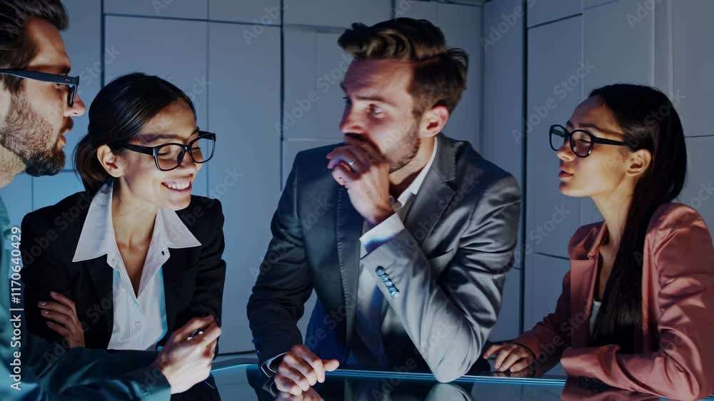 Fototapete professionals collaborate in a modern meeting room using advanced technology and data visualization 