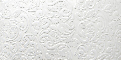 Elegant white embossed texture background with floral pattern for design and decoration purposes