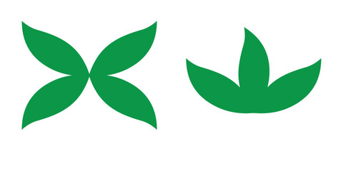 Green leaf icon set vector on white background 