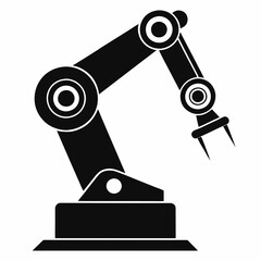 Industrial Robot Arm Silhouette Vector