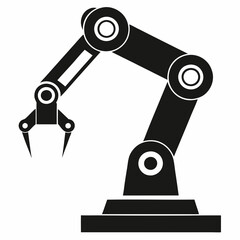 Industrial Robot Arm Silhouette Vector