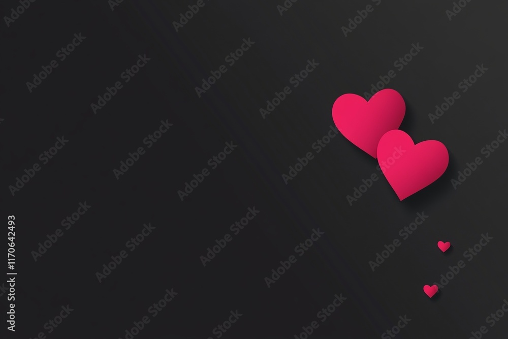Aufkleber two vibrant red hearts on a dark background representing love and affection in a romantic context