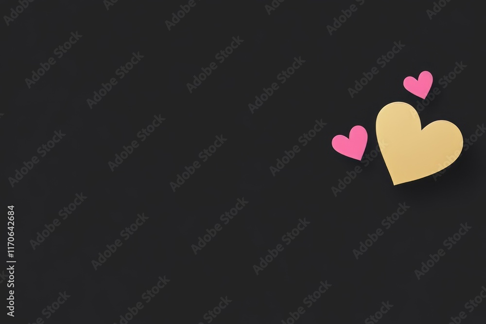 Poster decorative hearts on a dark background create a warm and inviting atmosphere for expressing love and