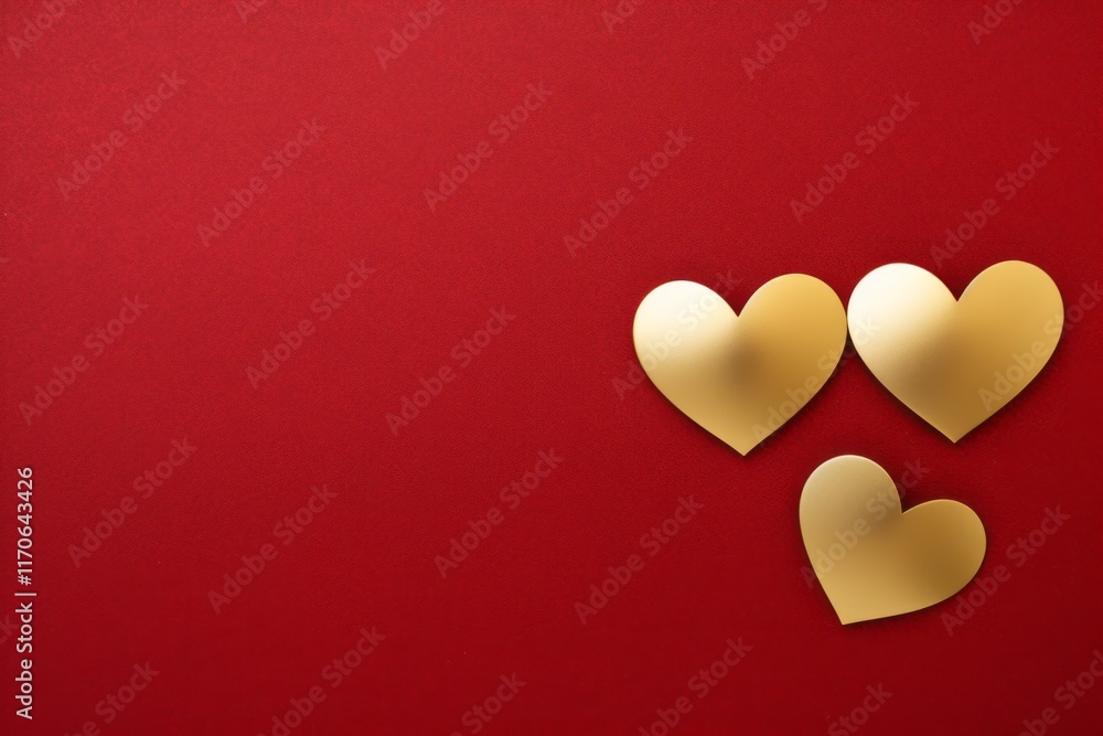 Poster hearts on a red background create a warm and inviting atmosphere for love and affection