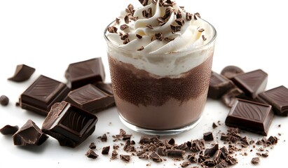 Chocolate Drink Topped With Whipped Cream And Chocolate Shavings