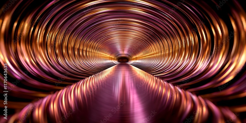 Aufkleber a colorful, abstract tunnel with swirling metallic patterns and reflections, creating a sense of dep