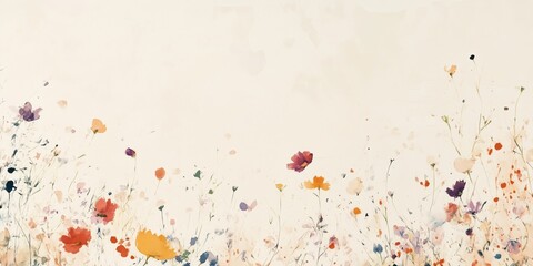 Abstract Watercolor Meadow with Soft Blooming Flowers
