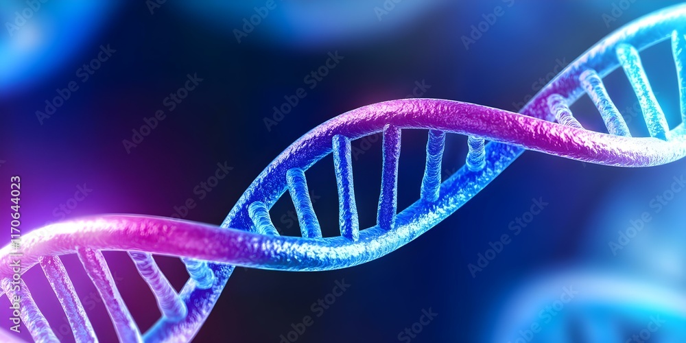 Poster a close-up representation of a dna double helix, highlighting its twisted structure and molecular co