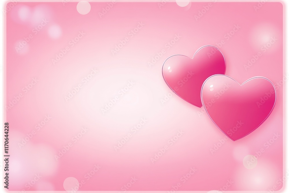 Poster soft pink hearts create a romantic background to express love and affection in a charming setting
