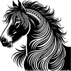 Clydesdale Horse vector black silhouette cricut design for T-shirt