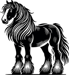 Clydesdale Horse vector black silhouette cricut design for T-shirt