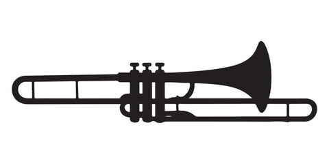Trombone silhouette vector art on white background 