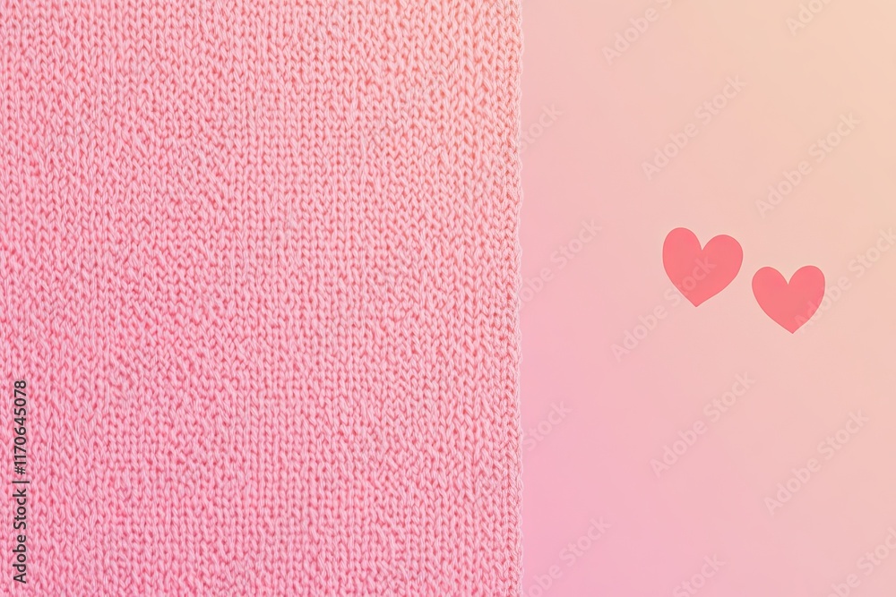 Poster soft pink background with heart shapes for expressing love and affection in a romantic setting