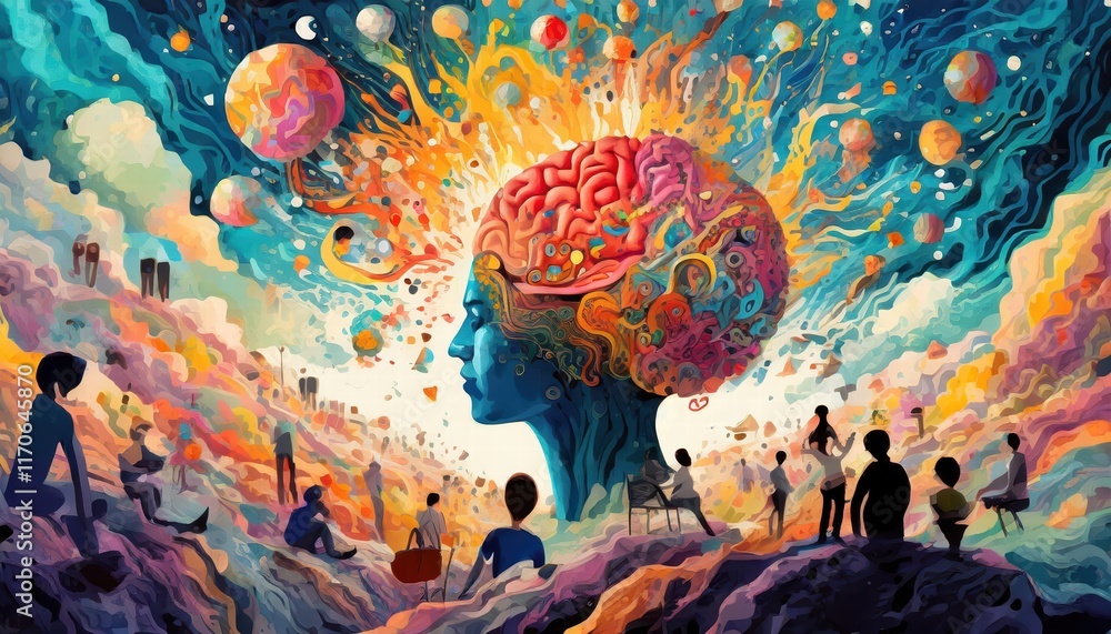 Poster exploding mind a journey into the annual collective consciousness an artistic exploration of inner w