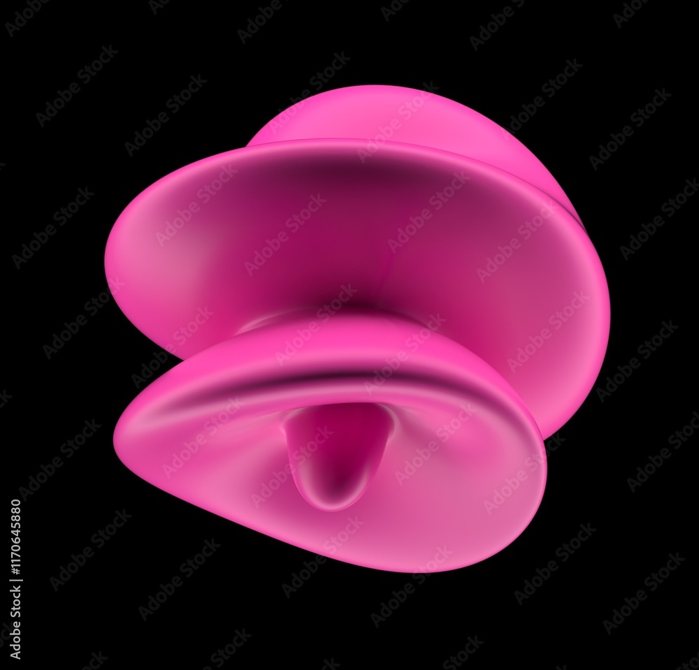 Aufkleber Abstract 3D illustration of a pink glossy drop on a black background. An image on the theme of biotechnology and science.