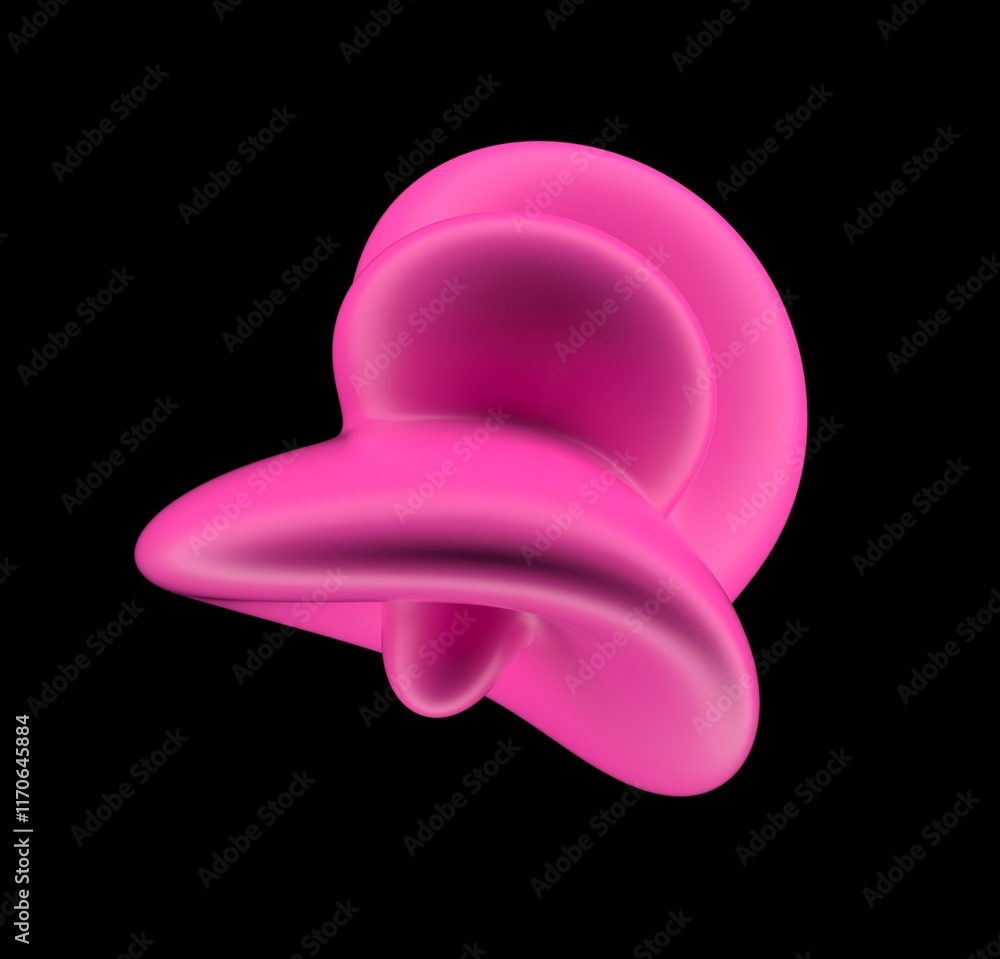 Aufkleber Abstract 3D illustration of a pink glossy drop on a black background. An image on the theme of biotechnology and science.